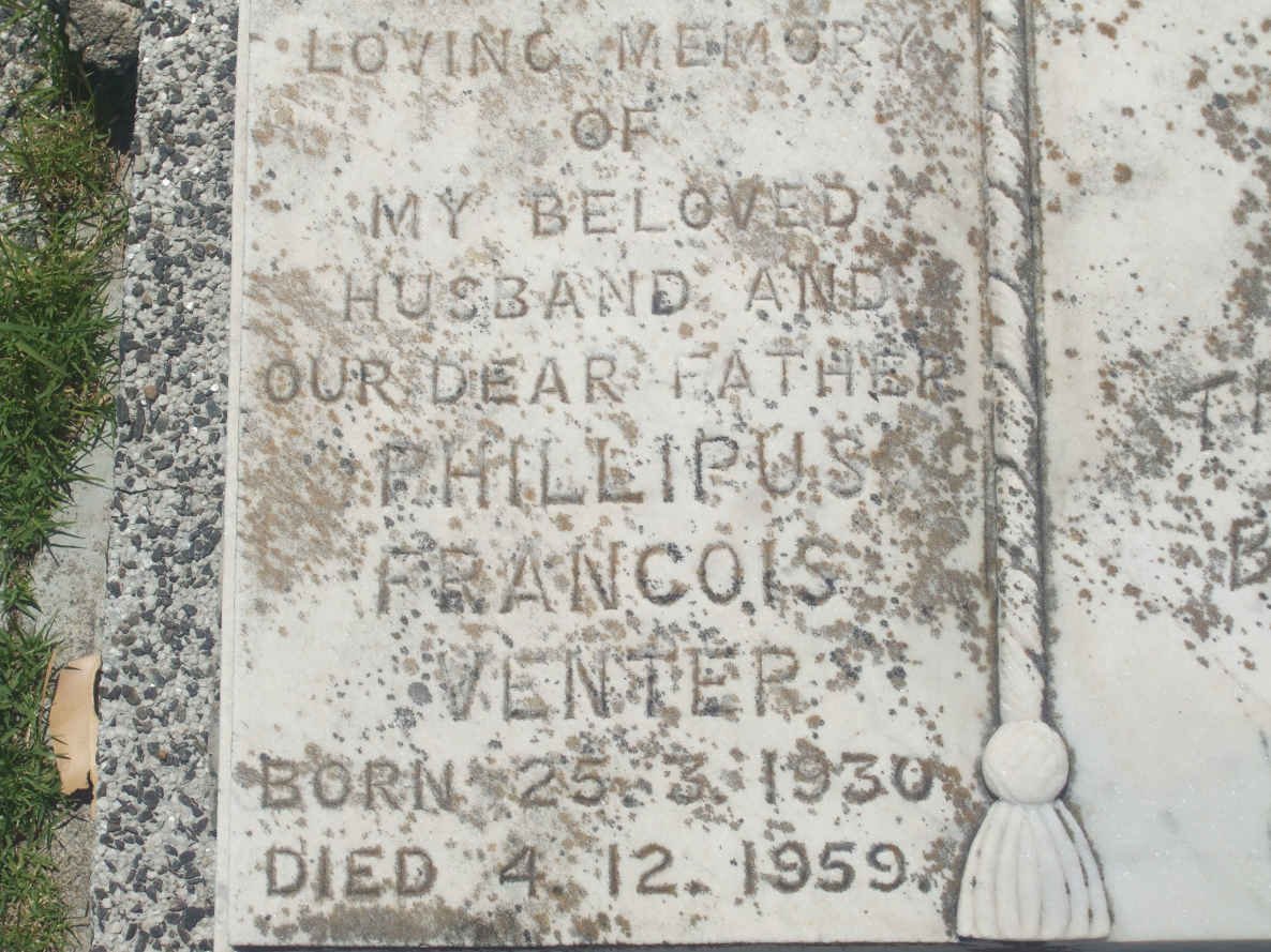 VENTER Phillipus Francois 1930-1959