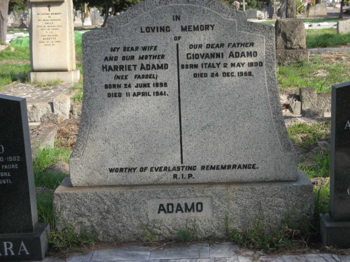 ADAMO Giovanni 1890-1958 &amp; Harriet FADDEL 1899-1941