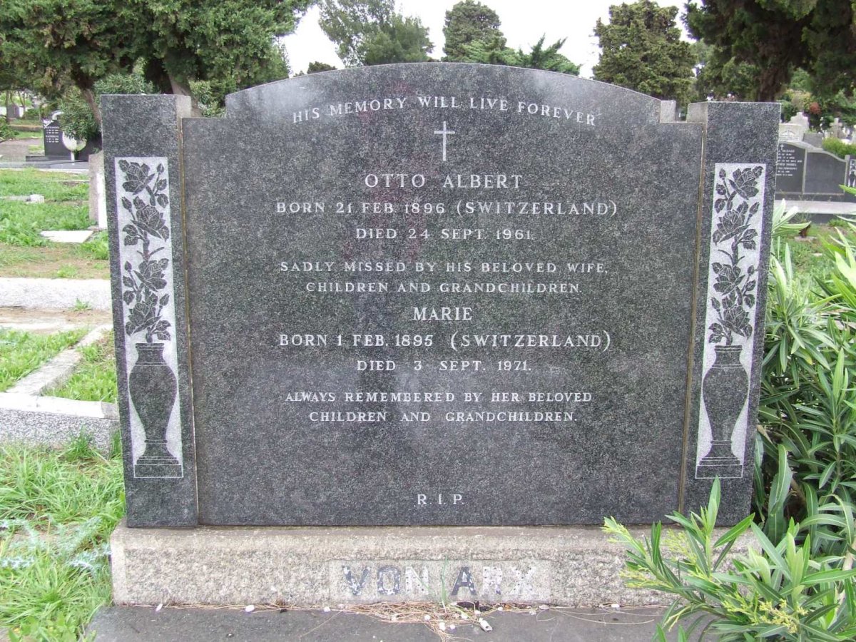 ARX Otto Albert, von 1896-1961 &amp; Marie 1895-1971