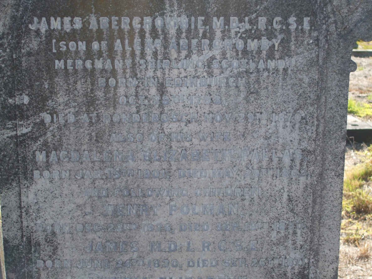 ABERCROMBIE James 1798-1870 &amp; Magdalena  Elizabeth PALLAS 1801-1862