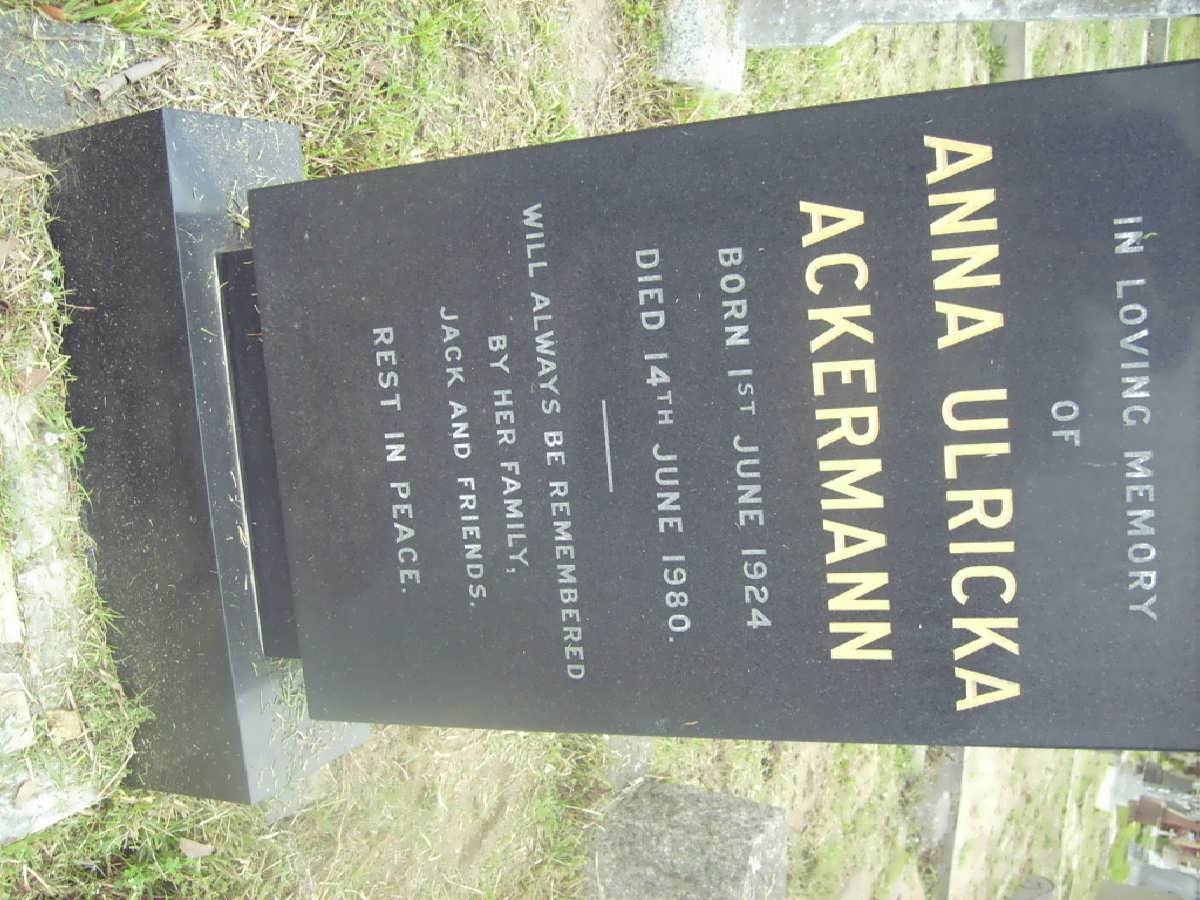 ACKERMANN Anna Ulricka 1924-1980
