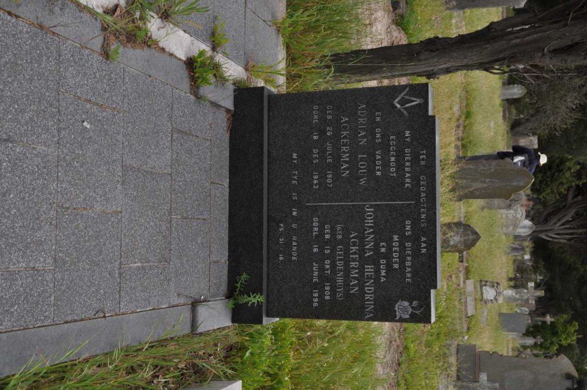 ACKERMAN Adrian Louw 1907-1963 &amp; Johanna Hendrina GELDENHUYS 1908-1996