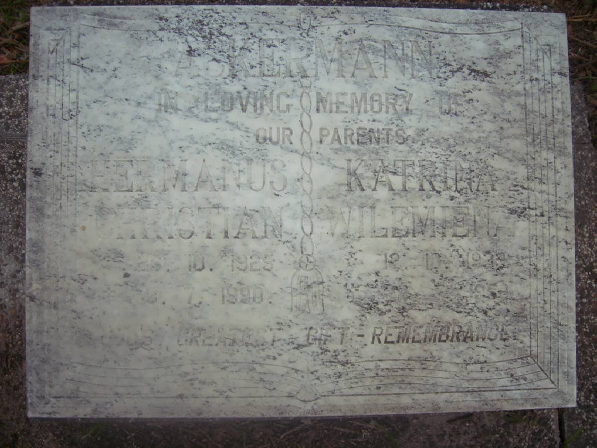 ACKERMANN Hermanus Christian 1925-1990 &amp; Katrina Wilemien 193?-??