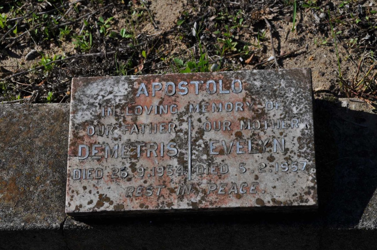 APOSTOLO Demetris -1954 &amp; Evelyn -1957