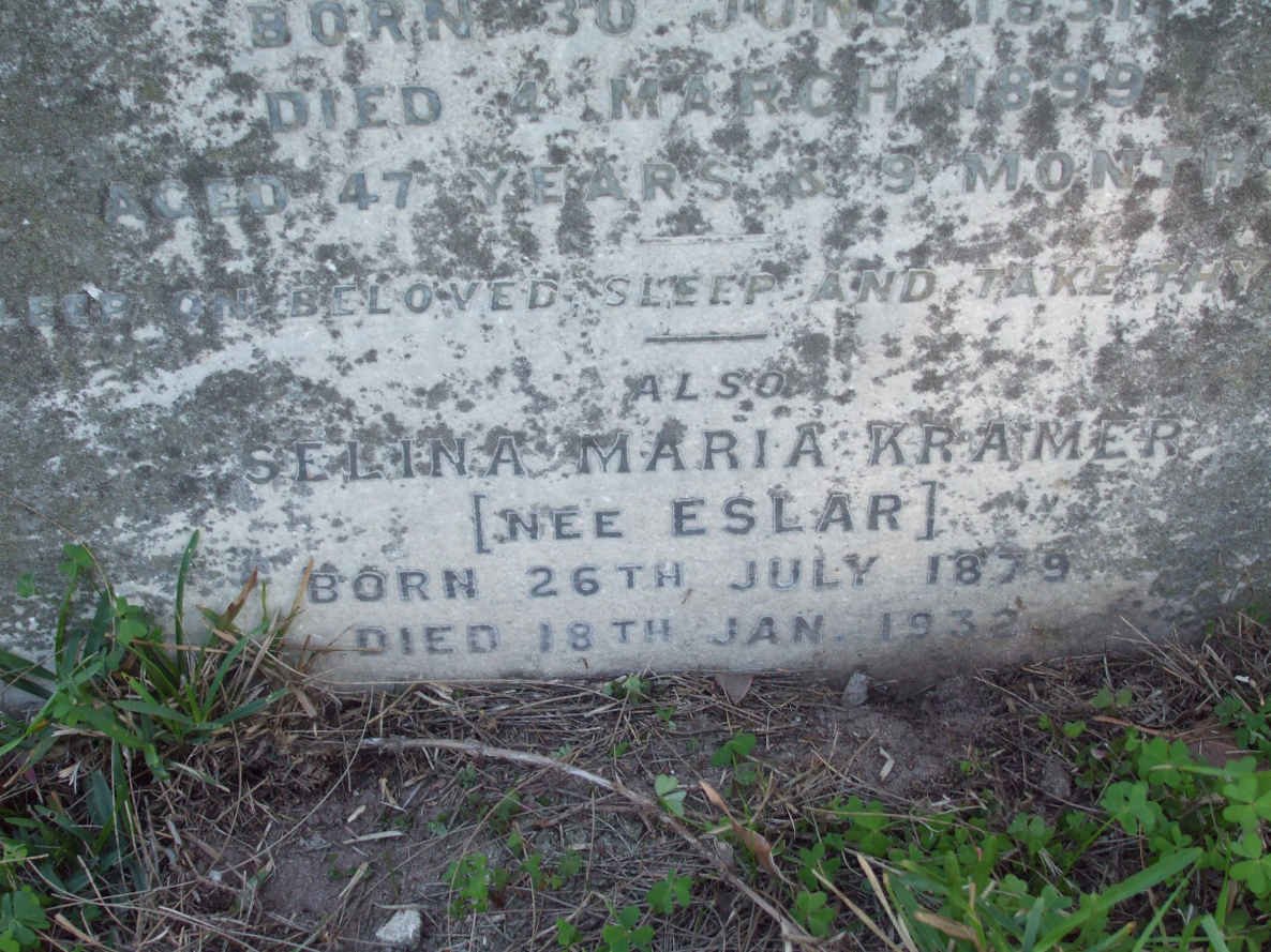 KRAMER Selina Maria nee ESLAR 1879-1932