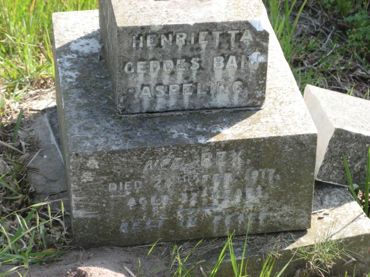 ASPELING Henrietta Geddes Bain nee REX -1917