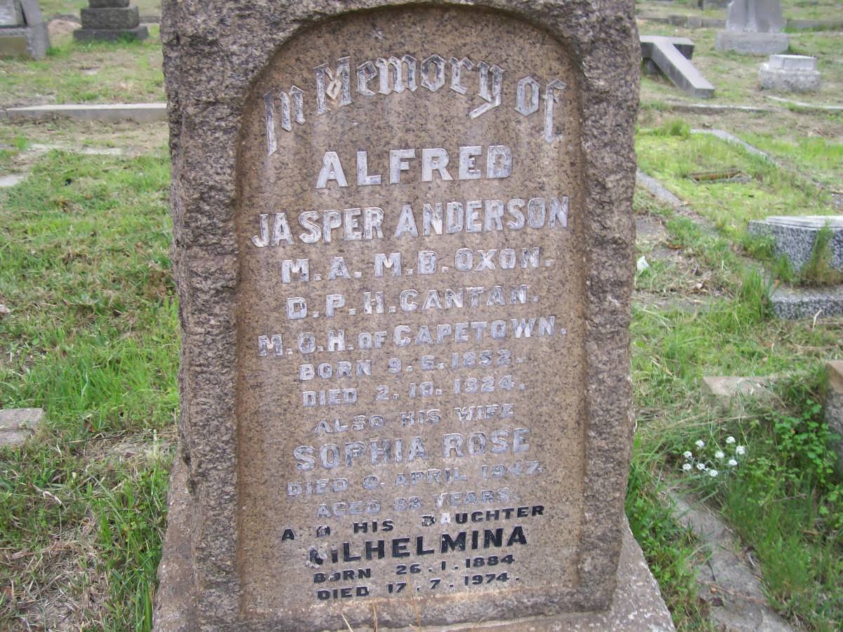 ANDERSON Alfred Jasper 1852-1924 &amp; Sophia Rose -1947 :: ANDERSON Wilhelmina 1884-1974