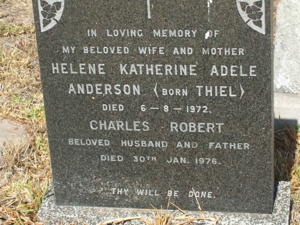 ANDERSON Charles Robert  -1976 &amp; Helene Katherine Adele THIEL  -1972