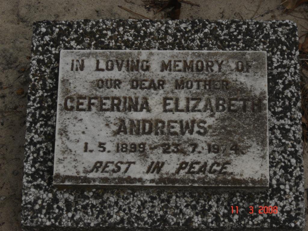 ANDREWS Ceferina Elizabeth 1899-1974