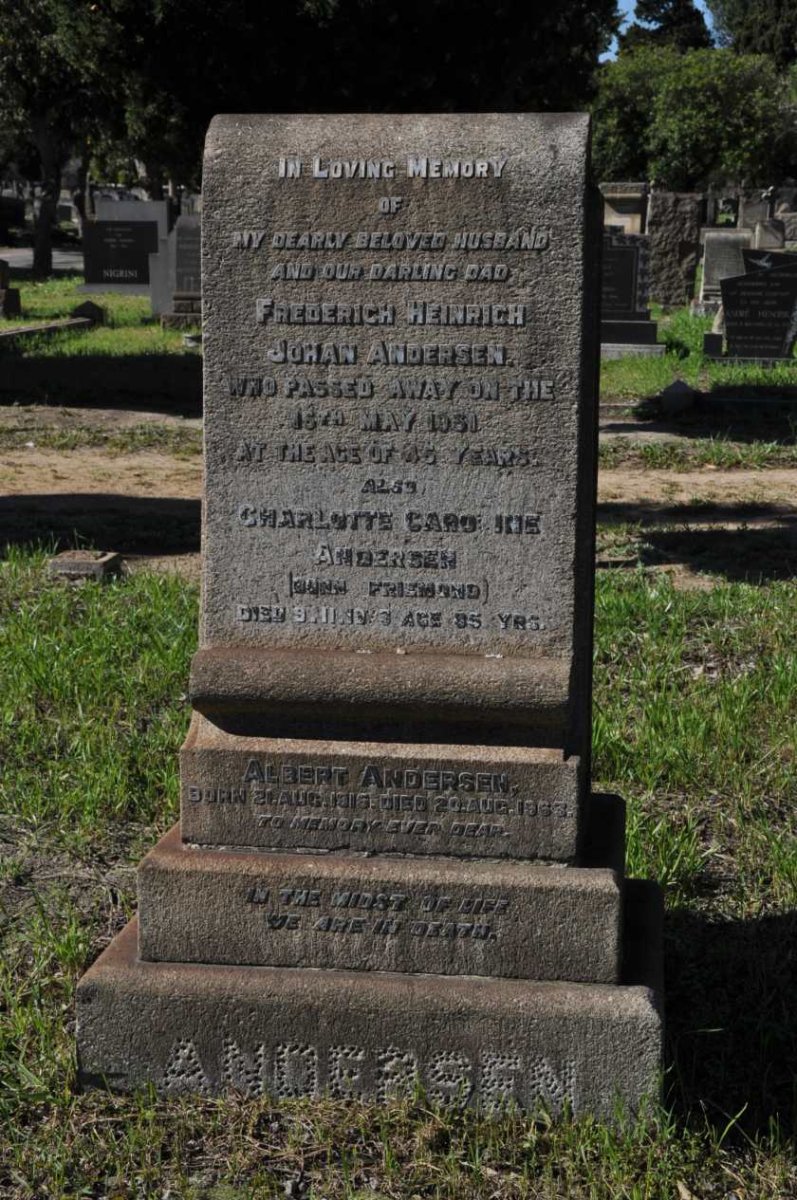 ANDERSEN Frederich Heinrich Johan -1951 &amp; Charlotte Caroline FRIEMOND -1973 :: ANDERSEN Albert 1915-1963