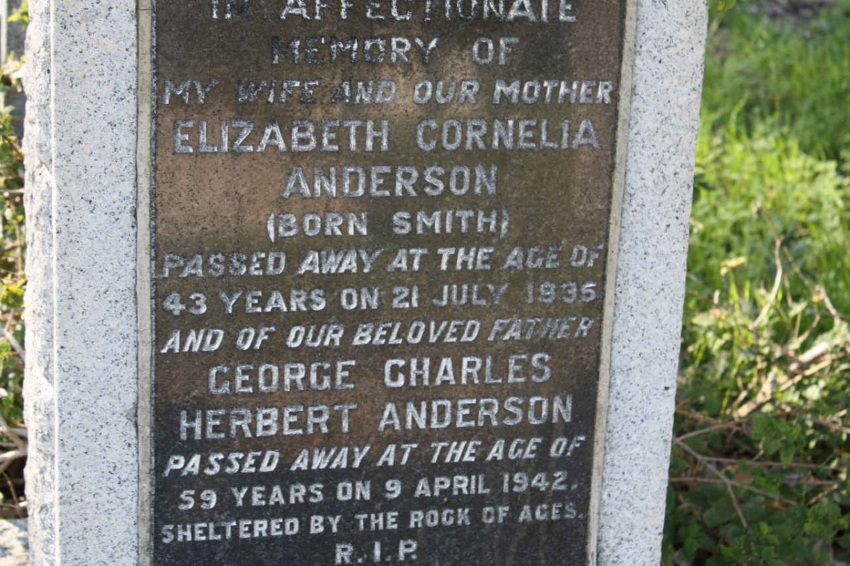 ANDERSON George Charles Herbert -1942 &amp; Elizabeth Cornelia SMITH -1935
