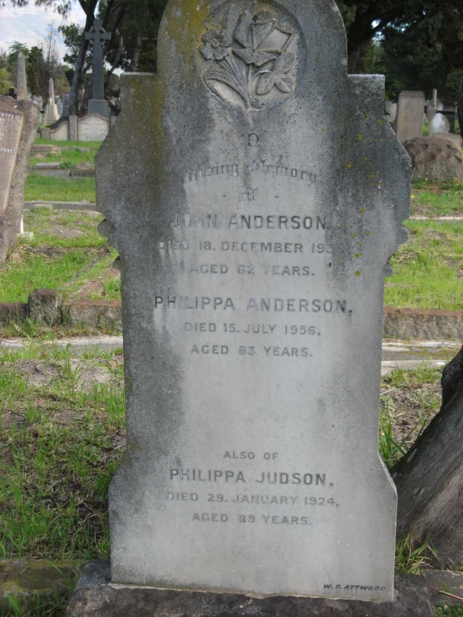 ANDERSON John -1931 &amp; Philippa -1956 :: JUDSON Philippa -1924
