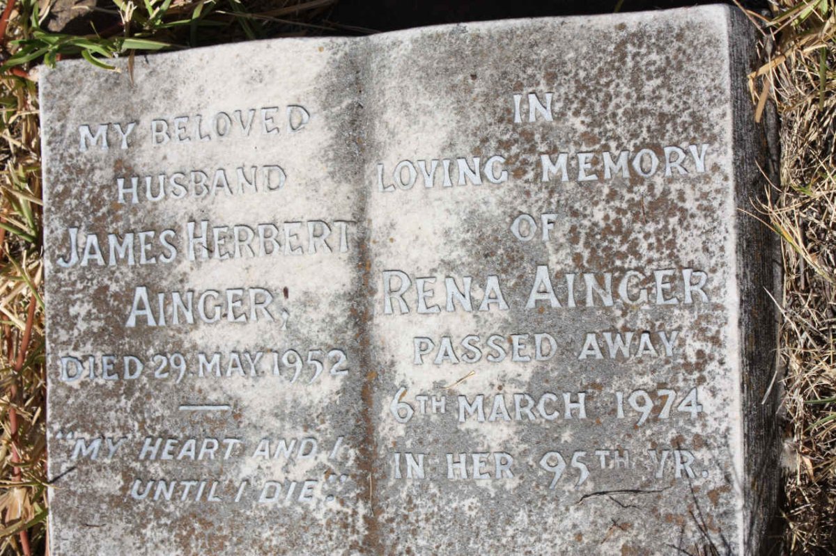AINGER James Herbert -1952 &amp; Rena -1974
