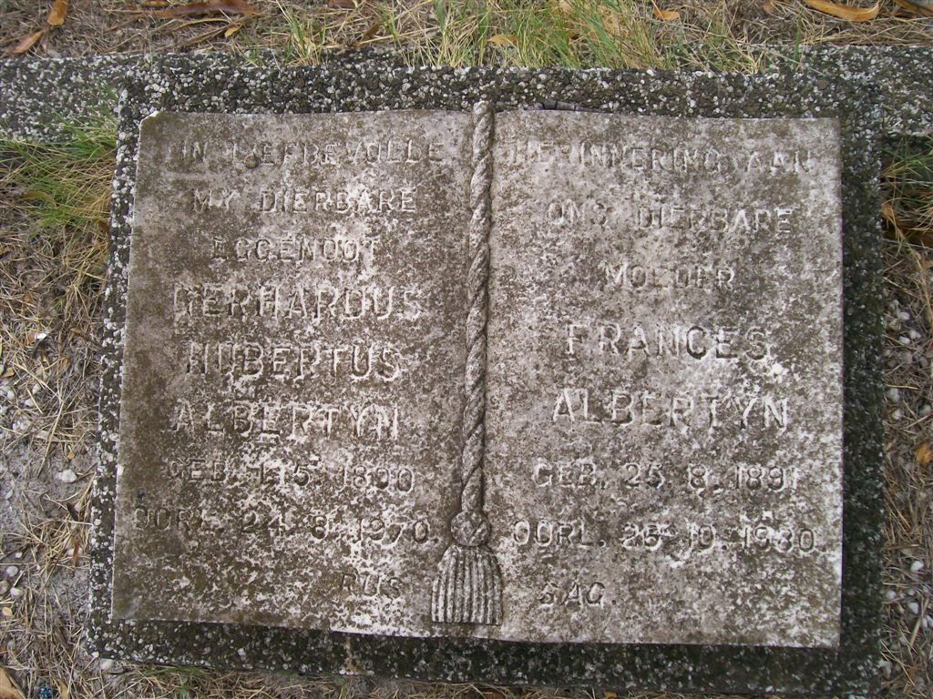 ALBERTYN Gerhardus Hubertus 1890-1970 &amp; Frances 1891-1980