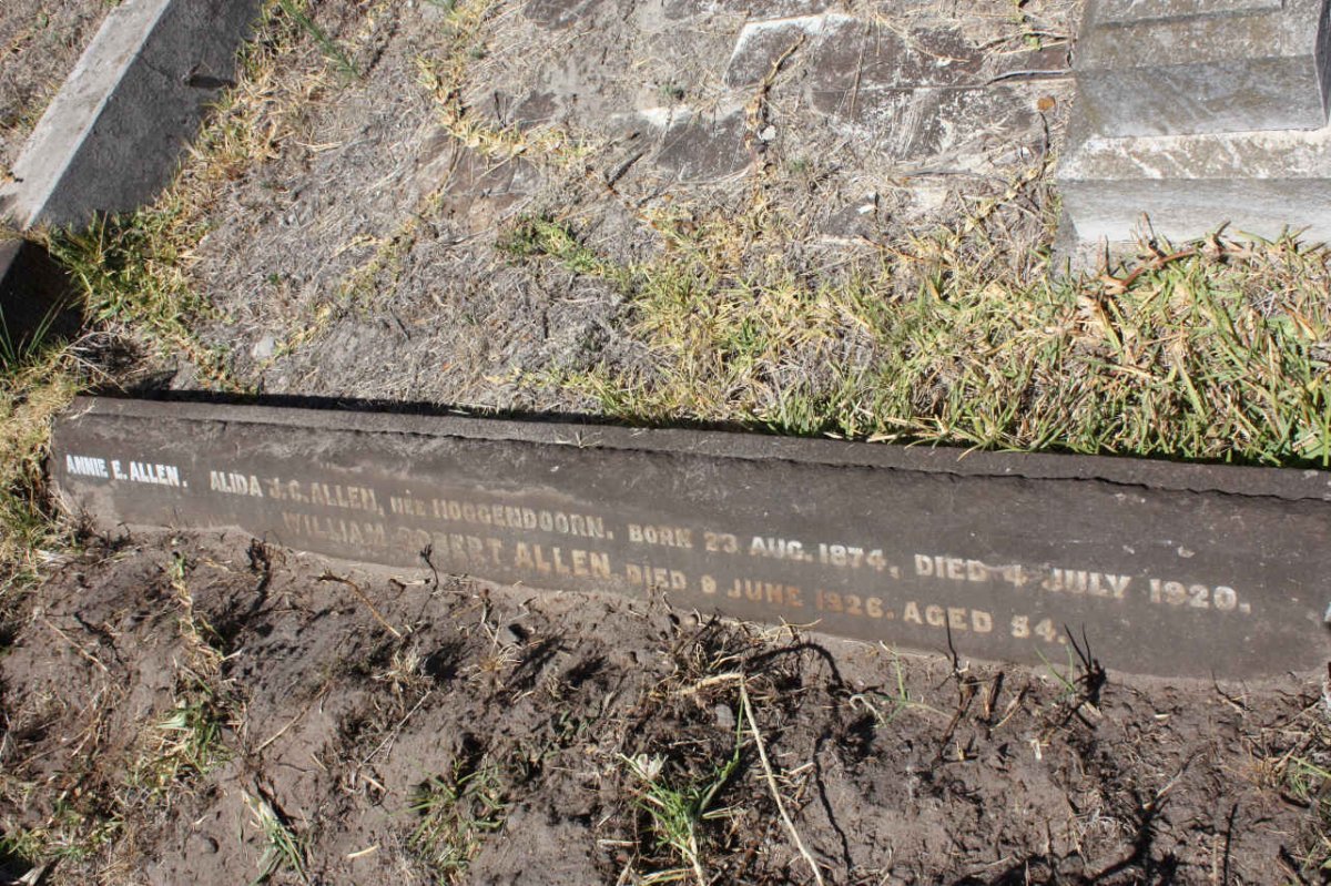 ALLEN William Robert -1926 &amp; Alida J.C. nee HOOGENDOORN 1874-1920