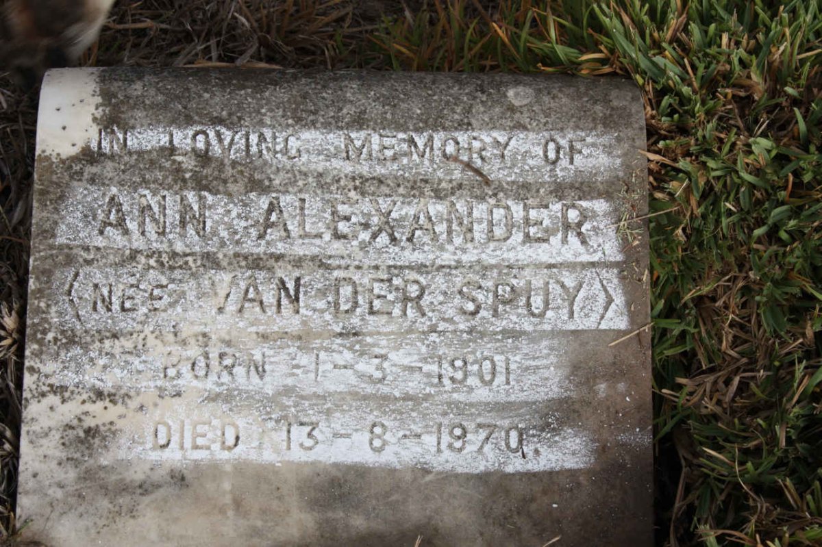 ALEXANDER Ann nee VAN DER SPUY 1901-1970