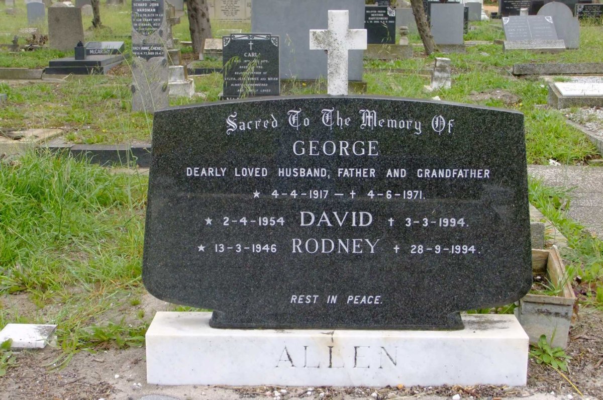 ALLEN George 1917-1971 :: ALLEN David 1954-1994 :: ALLEN Rodney 1946-1994