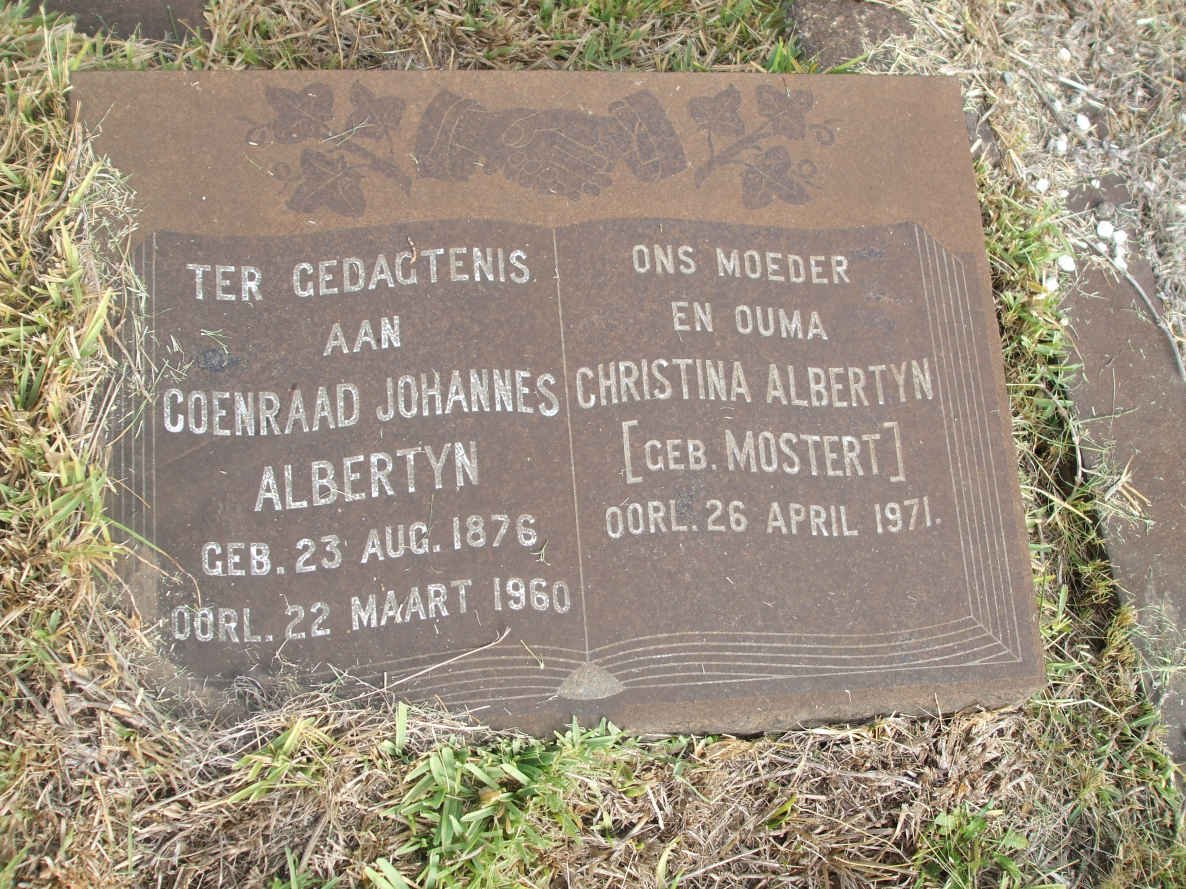 ALBERTYN Coenraad Johannes 1876-1960 &amp; Christina MOSTERT -1971