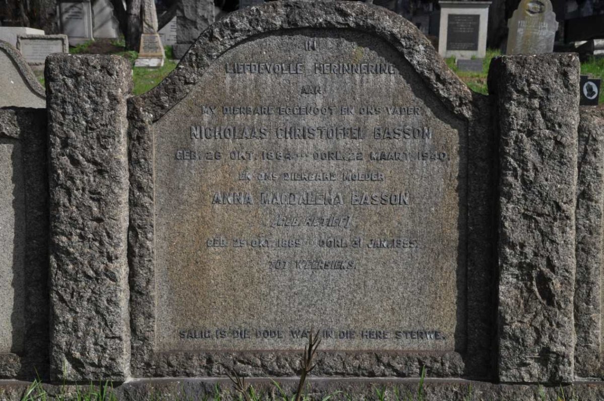 BASSON Nicholaas Christoffel 1884-1940 &amp; Anna Magdalena RETIEF 1889-1955