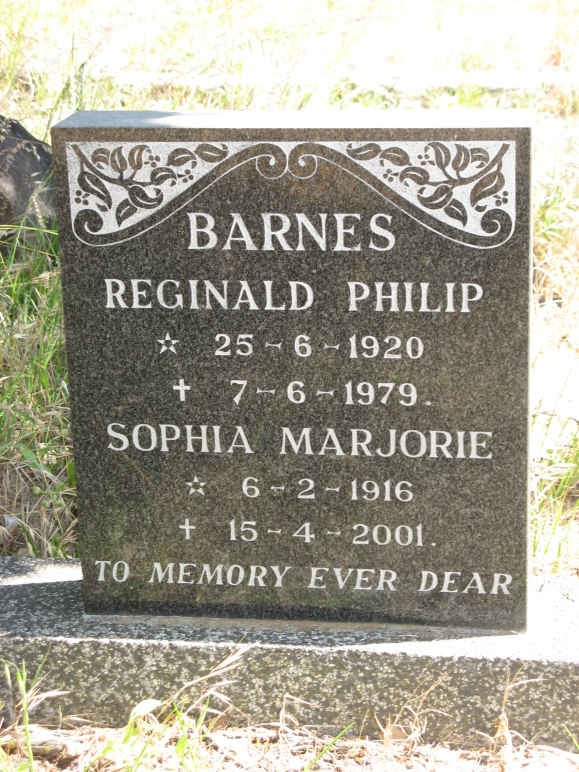 BARNES Reginald Philip 1920-1979 &amp; Sophia Marjorie 1916-2001