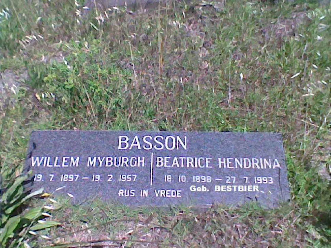 BASSON Willem Myburgh 1897-1957 &amp; Beatrice Hendrina BESTBIER 1898-1993