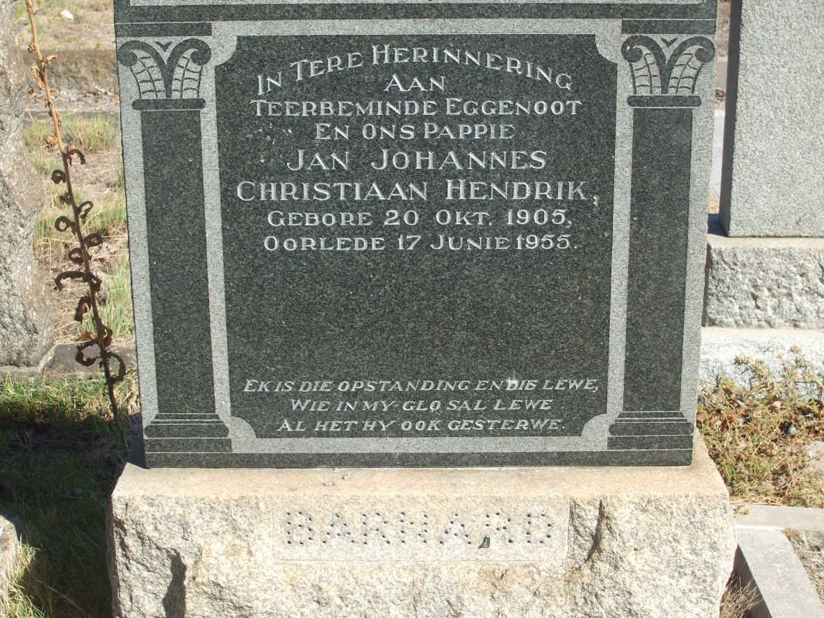 BARNARD Jan Johannes Christiaan Hendrik 1905-1955