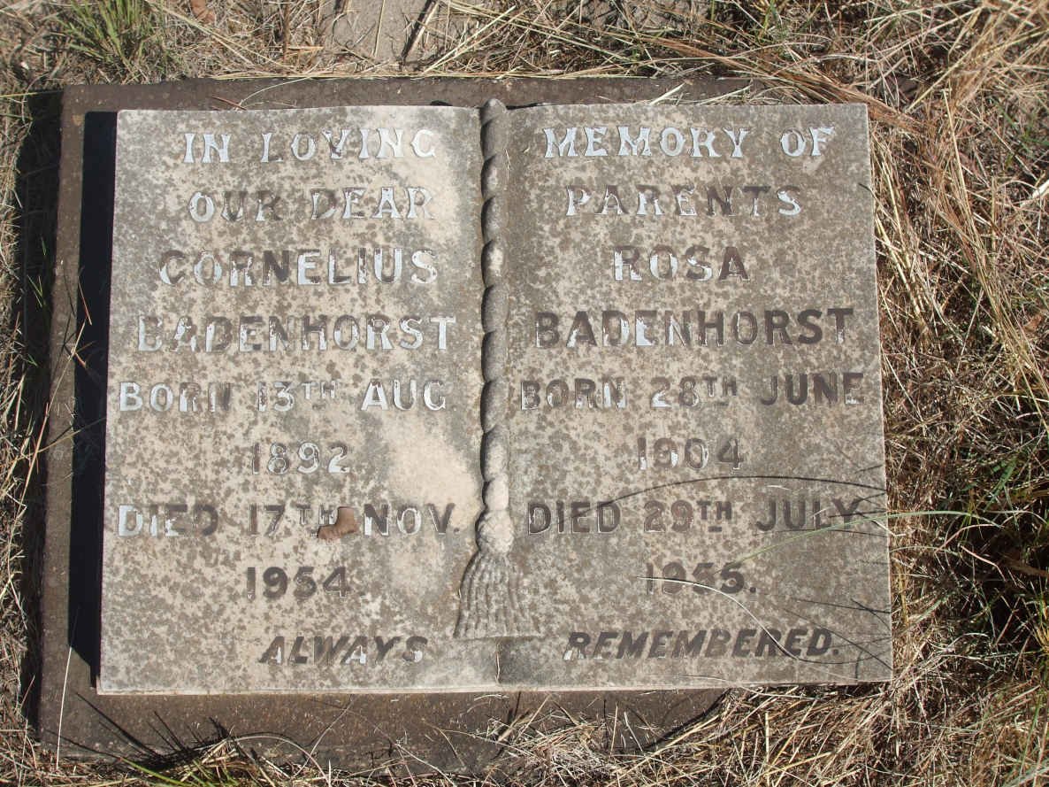 BADENHORST Cornelius 1892-1954 &amp; Rosa 1904-1955