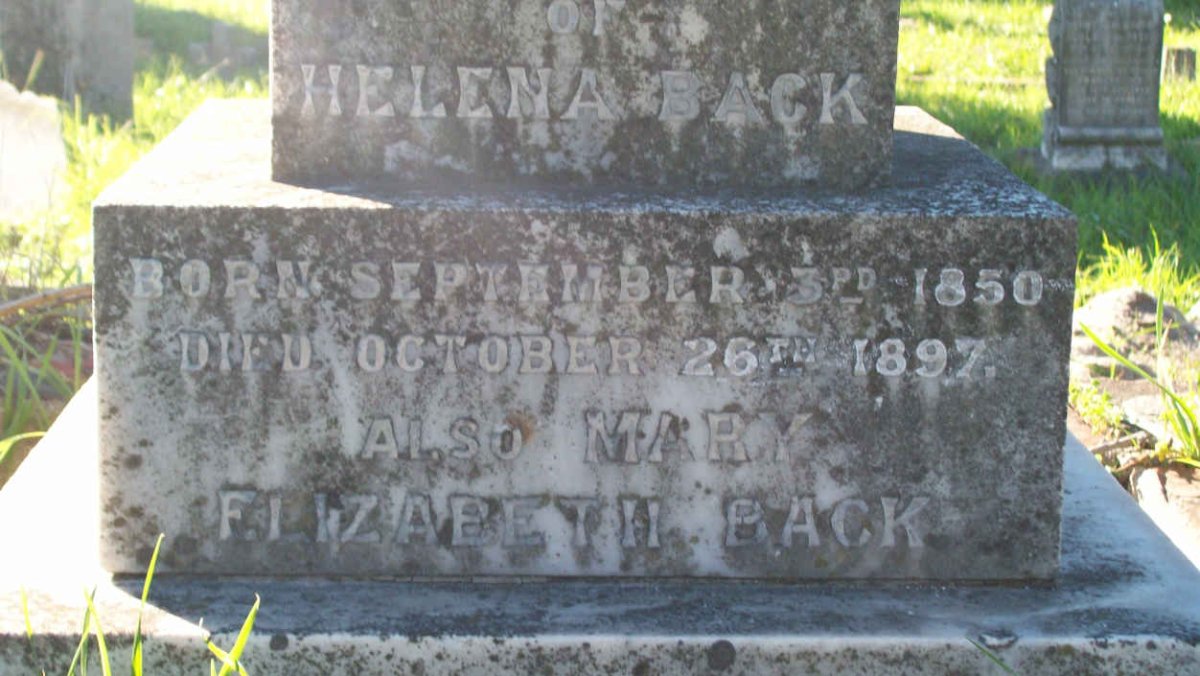 BACK Helena 1850-1897 :: BACK Mary Elizabeth