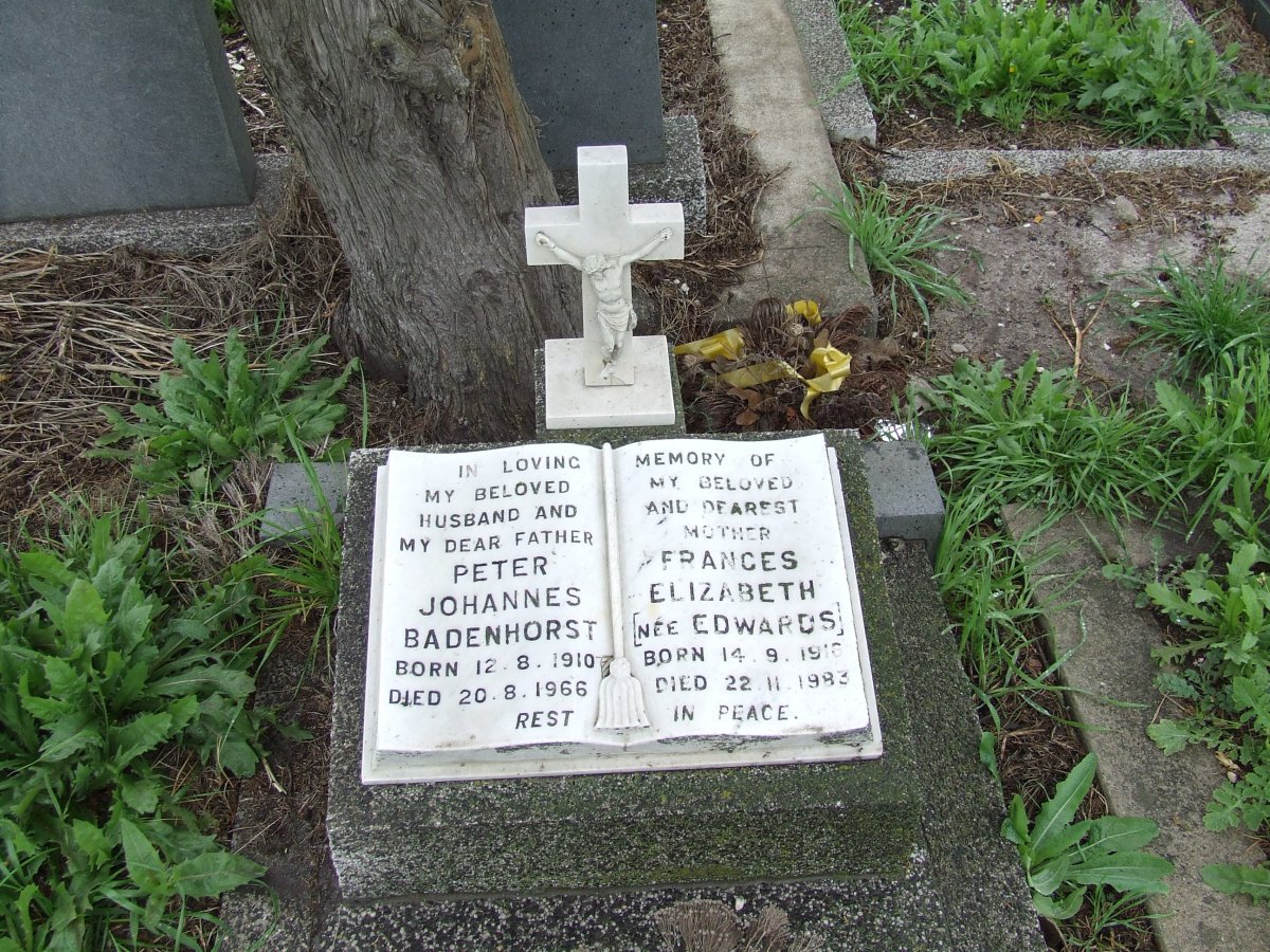 BADENHORST Peter Johannes 1910-1966 &amp; Frances Elizabeth EDWARDS 1916-1983