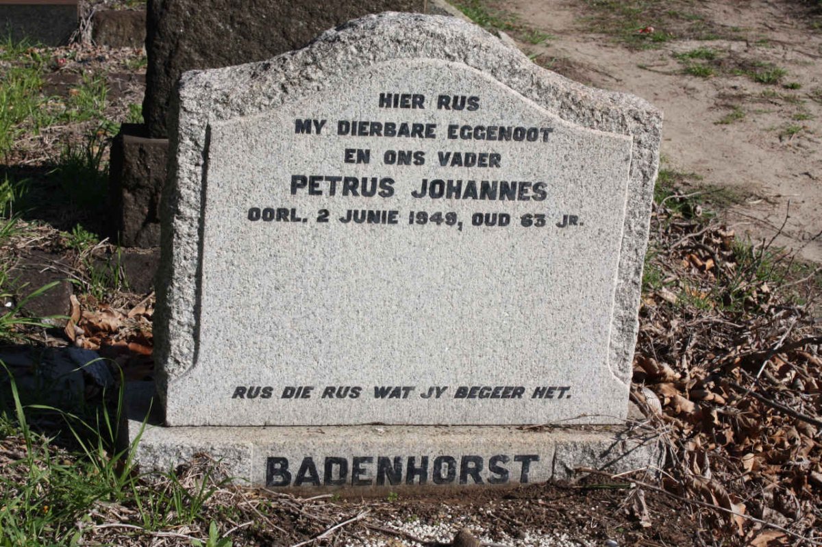 BADENHORST Petrus Johannes -1949