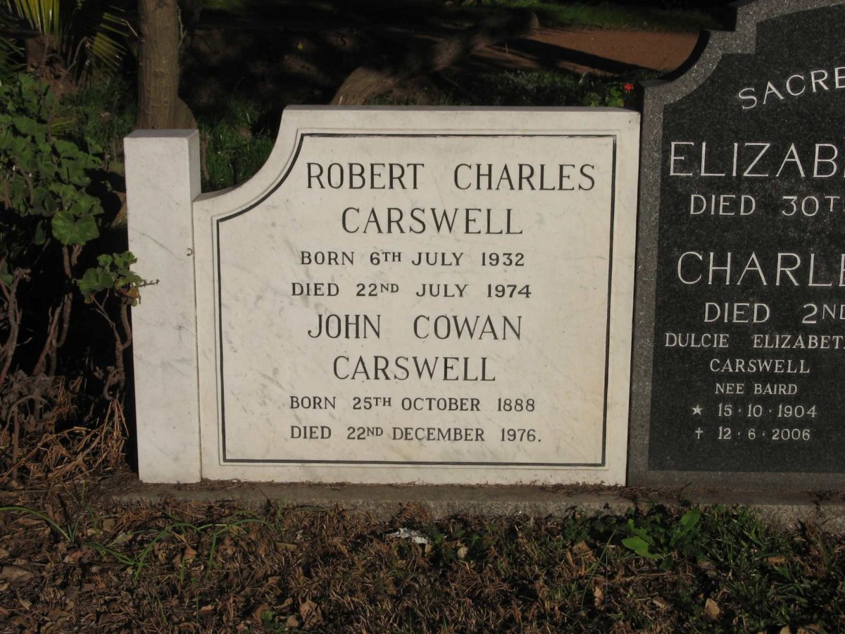 CARSWELL John Cowan 1888-1976 :: CARSWELL Robert Charles 1932-1974