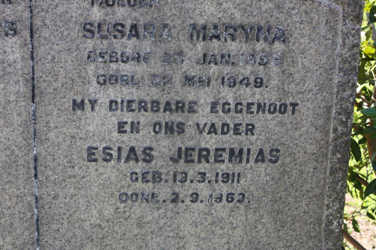 BAUERMAN Susara Maryna 1896-1949 :: BAUERMAN Esias Jeremias 1911-1969
