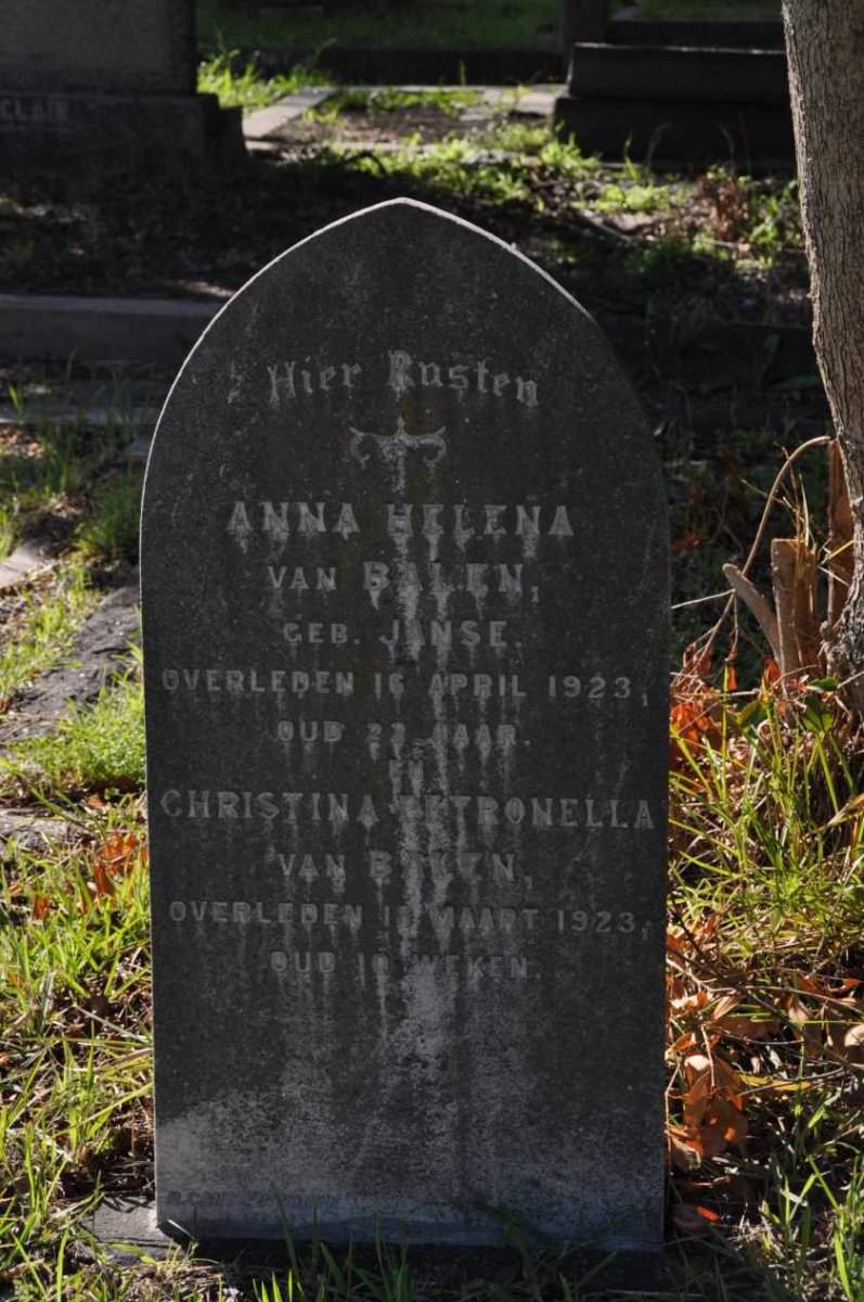 BALEN Anna Helena, van nee JANSE -1923 :: BALEN Christina Petronella, van -1923