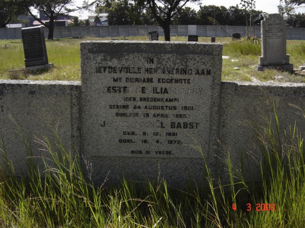 BABST Johan Daniel 1881-1972 &amp; Hester Cecilia BREDENKAMP 1901-1950