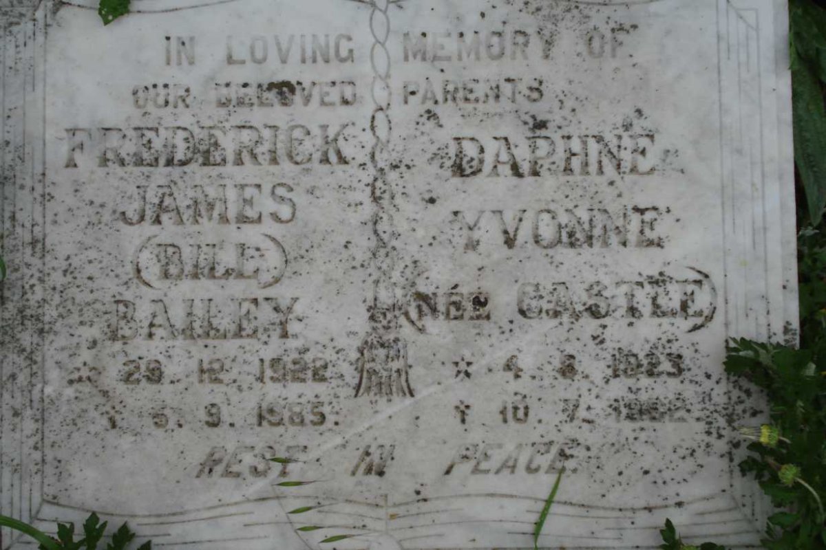 BAILEY Frederick James 1922-1985 &amp; Daphne Yvonne CASTLE 1923-19??