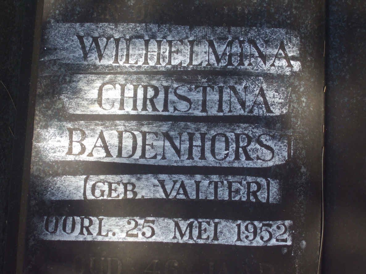 BADENHORST Wilhelmina Christina nee VALTER -1952