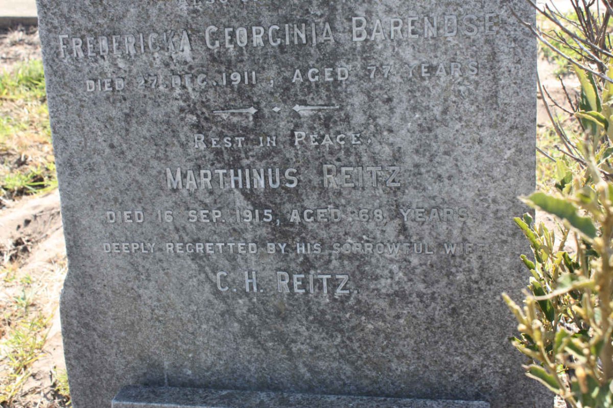 BARENDSE Fredericka Georgina -1911 :: REITZ Marthinus -1915