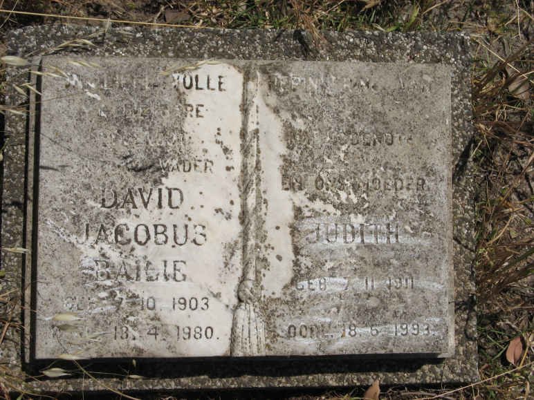 BAILIE David Jacobus 1903-1980 &amp; Judith 19??-1993