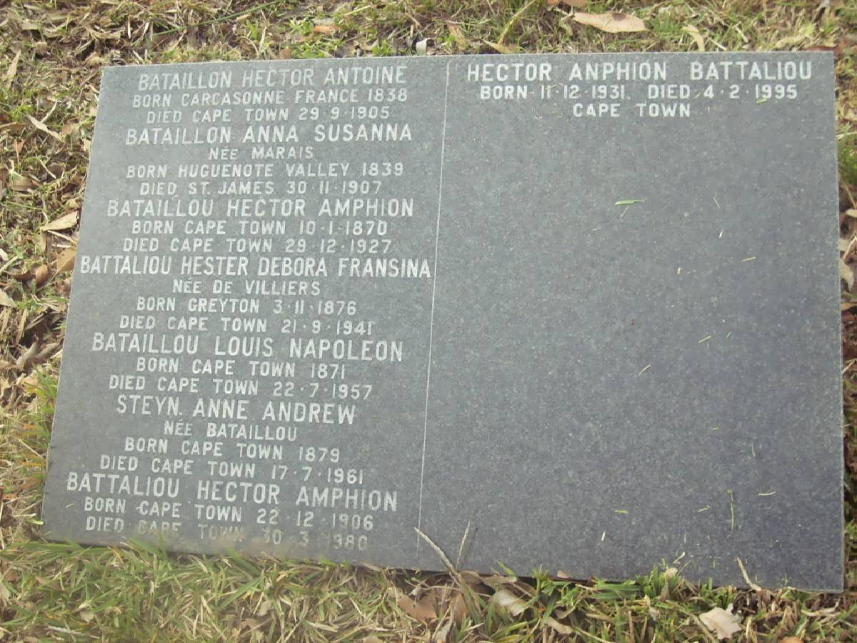 BATAILLON Hector Antoine 1838-1905 &amp; Anna Susanna MARAIS 1839-1907 -