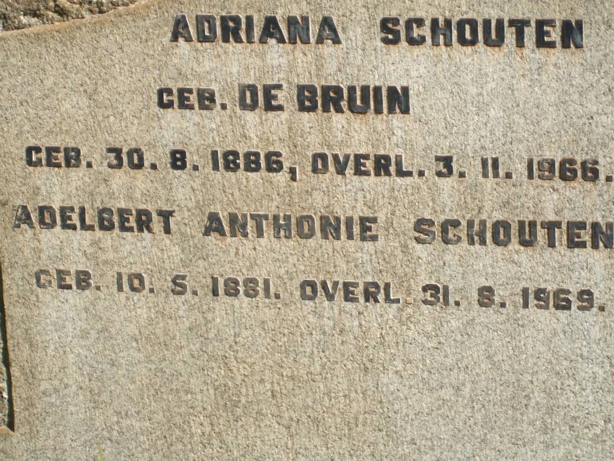 SCHOUTEN Adelbert Anthonie 1881-1969 &amp; Adriana DE BRUIN 1886-1966
