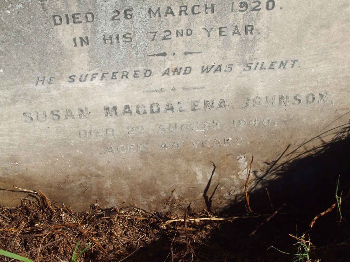 JOHNSON Susan Magdalena  -1940 