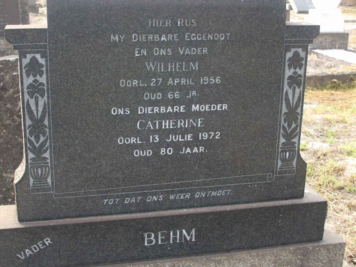 BEHM Wilhelm -1956 &amp; Catherine -1972