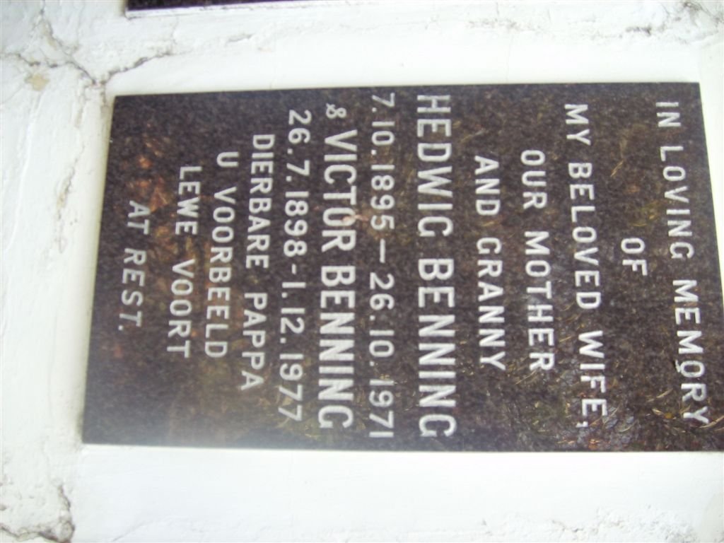BENNING Victor 1898-1977 &amp; Hedwig 1895-1971