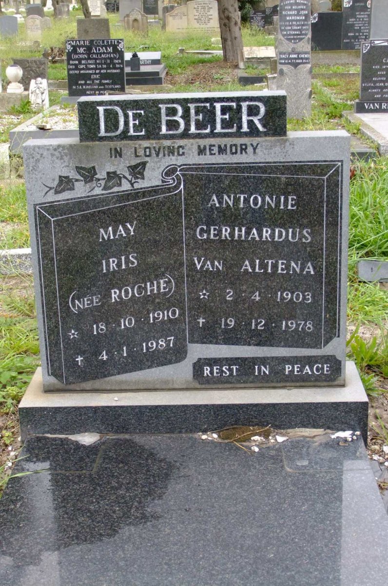 BEER Antonie Gerhardus van Altena, de 1903-1978 &amp; May Iris ROCHE 1910-1987