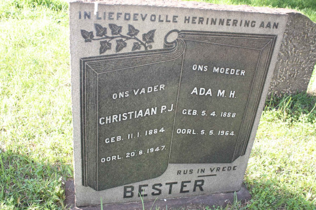 BESTER Christiaan P.J. 1884-1947 &amp; Ada M.H. 1888-1964
