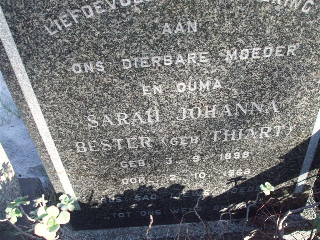 BESTER Sarah Johanna nee THIART 1898-1968