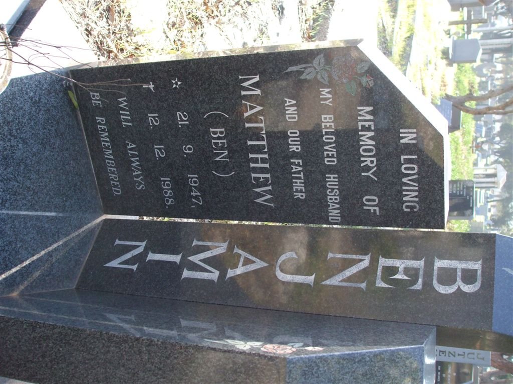 BENJAMIN Matthew 1947-1988
