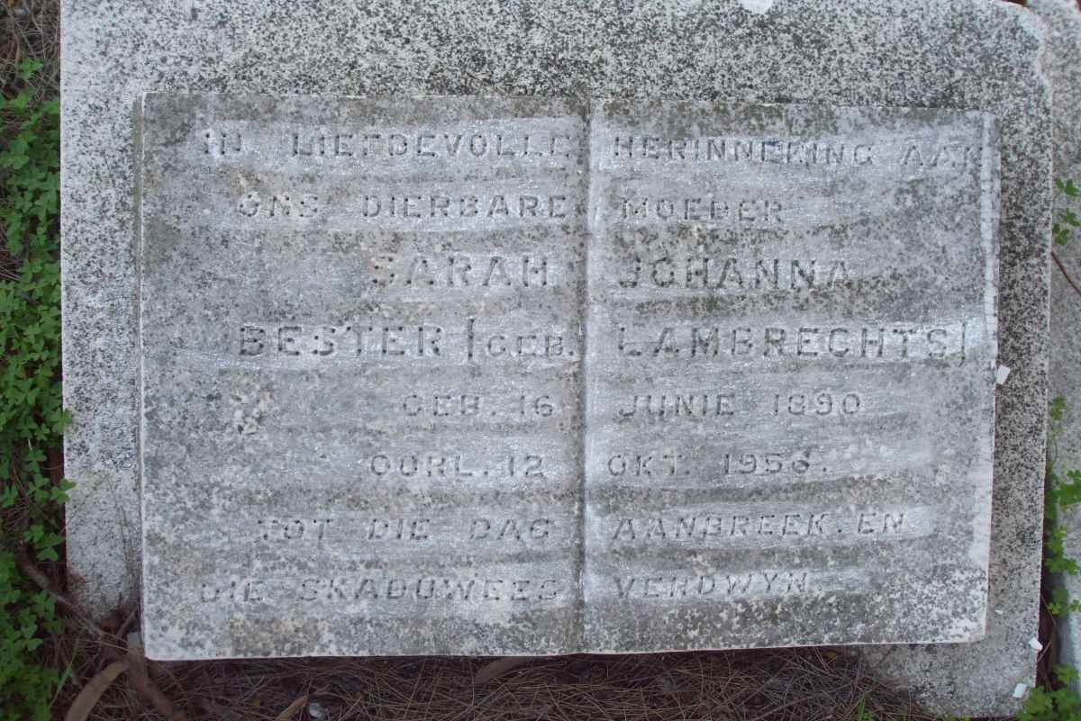BESTER Sarah Johanna nee LAMBRECHTS 1890-1956
