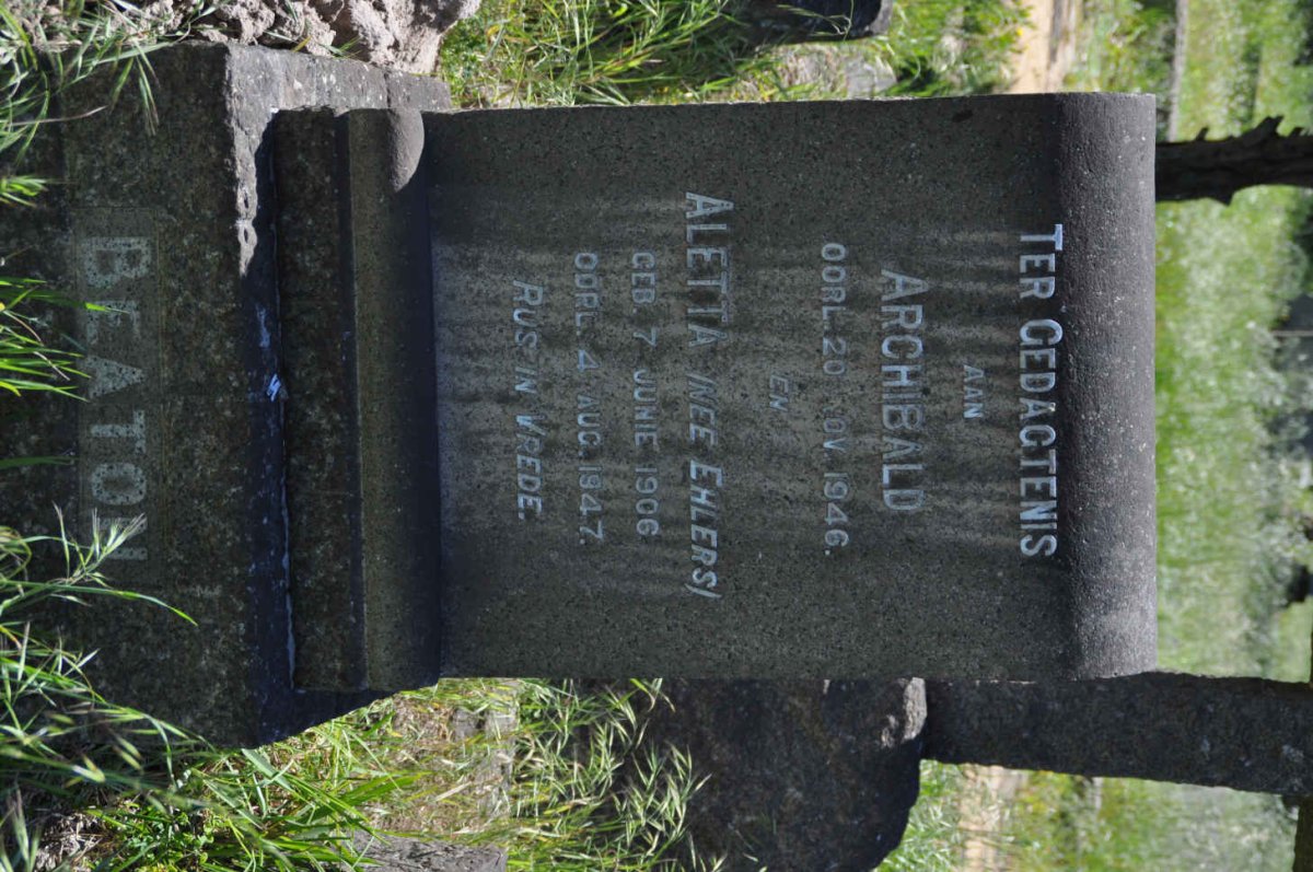 BEATON Archibald -1946 &amp; Aletta EHLERS 1906-1947