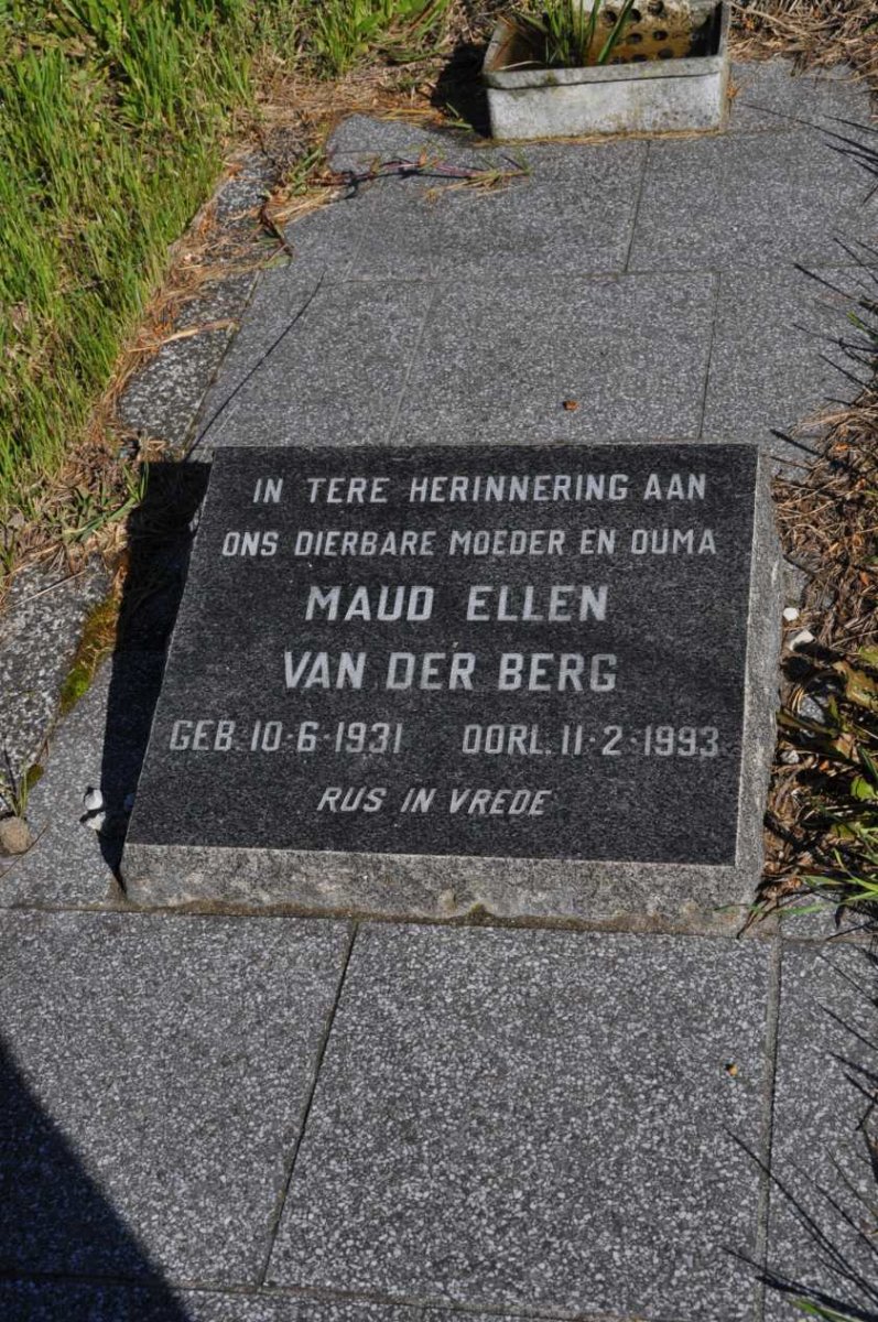 BERG Maud Ellen, van der 1931-1993